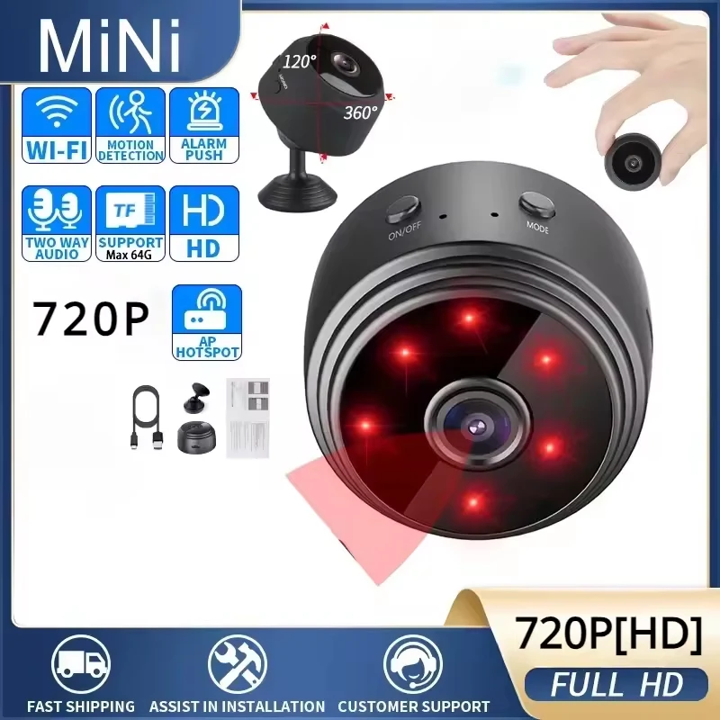 Home Security Premium - Telecamera WiFi Wireless A9 Mini, Videoregistratore,