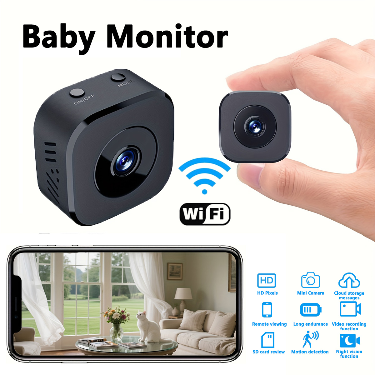 Home Security Monitor - 1080P HD Mini WiFi Telecamera di